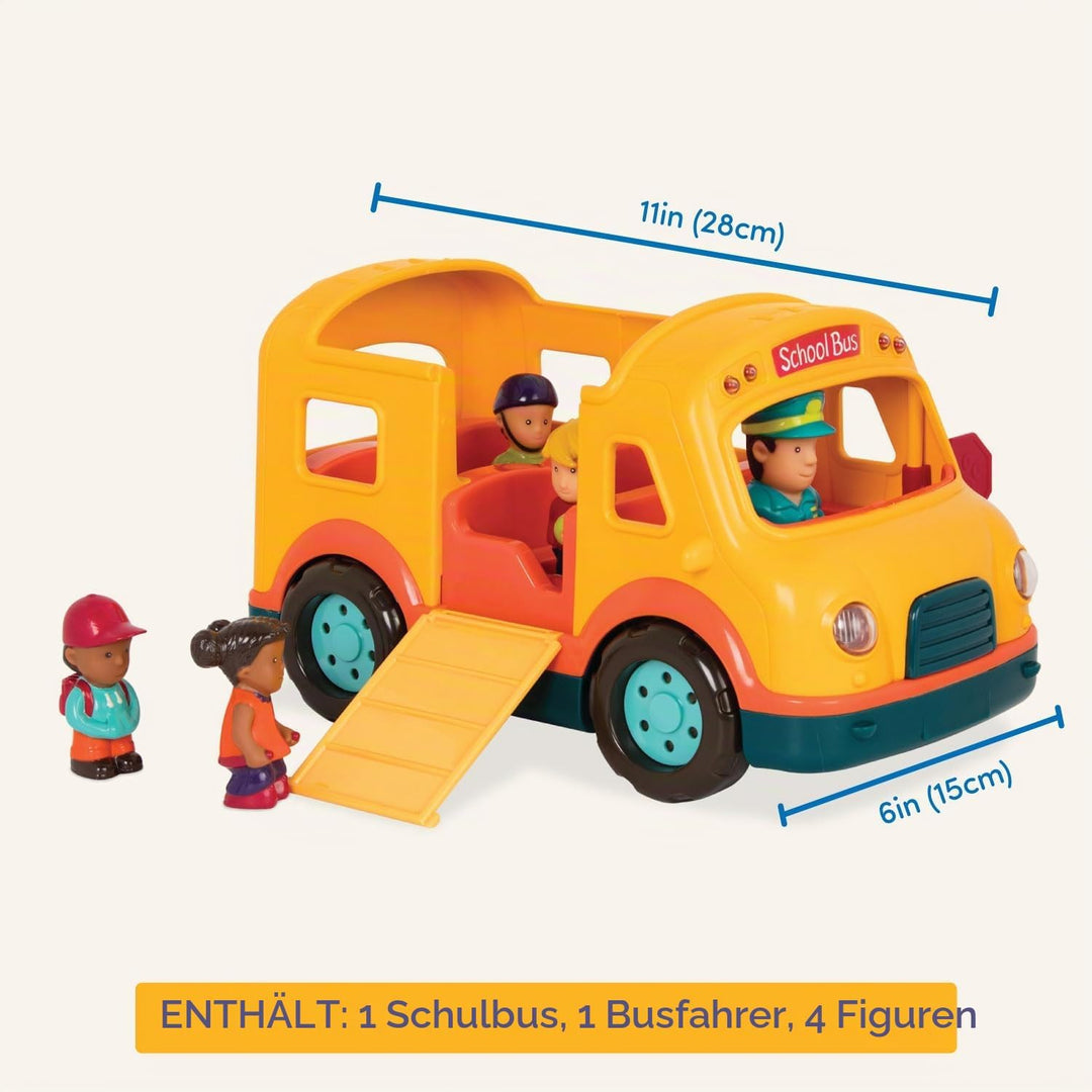 Battat – Licht & Geräusche Schulbus – Gelber leuchtender Schulbus – 5 Spielzeugfiguren – Realistisch
