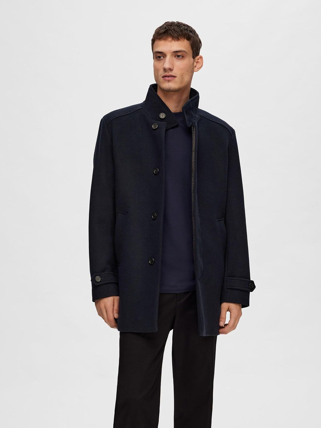 SELETED HOMME Herren Slhreuben Wool Coat Noos Kurzmantel XL Blau, XL Blau