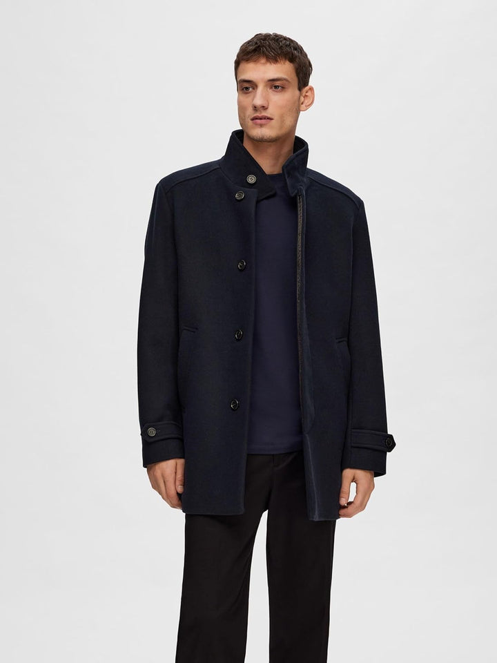 SELETED HOMME Herren Slhreuben Wool Coat Noos Kurzmantel XL Blau, XL Blau