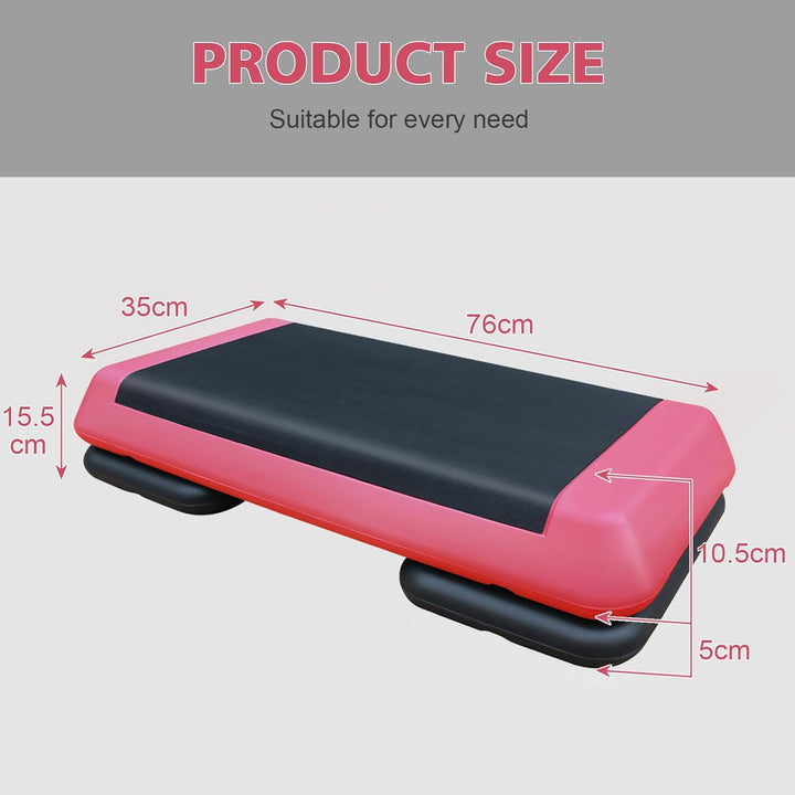 Aerobic Stepper für Fitness und Training, 76x35cm Steppbrett Höhenverstellbar, Step-Plattform-Traine