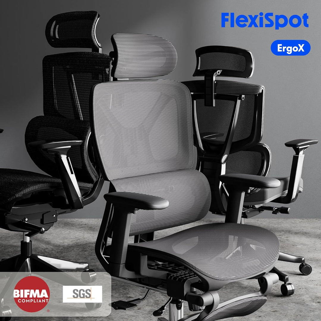FLEXISPOT C7 LITE Ergonomischer Bürostuhl Schreibtischstuhl, 3D-Armlehnen, 3D-Kopfstütze, 5D-verstel