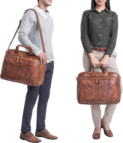 STILORD 'Ansgar' Flexible Leder Aktentasche Herren und Damen Lehrertasche Vintage Ledertasche zum Um