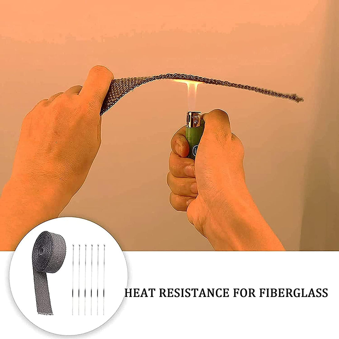 Foneso Hitzeschutzband Schwarz, 15M Hitzeschutzband Auspuff mit 12 Schwarz Edelstahl Kabelbinder, fü
