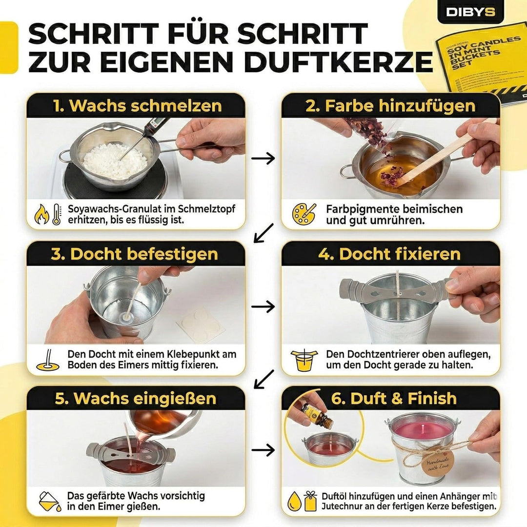 DIBYS Kerzen selber machen Set für Erwachsene | DIY Duftkerzen Set mit Sojawachs | Komplett Set mit
