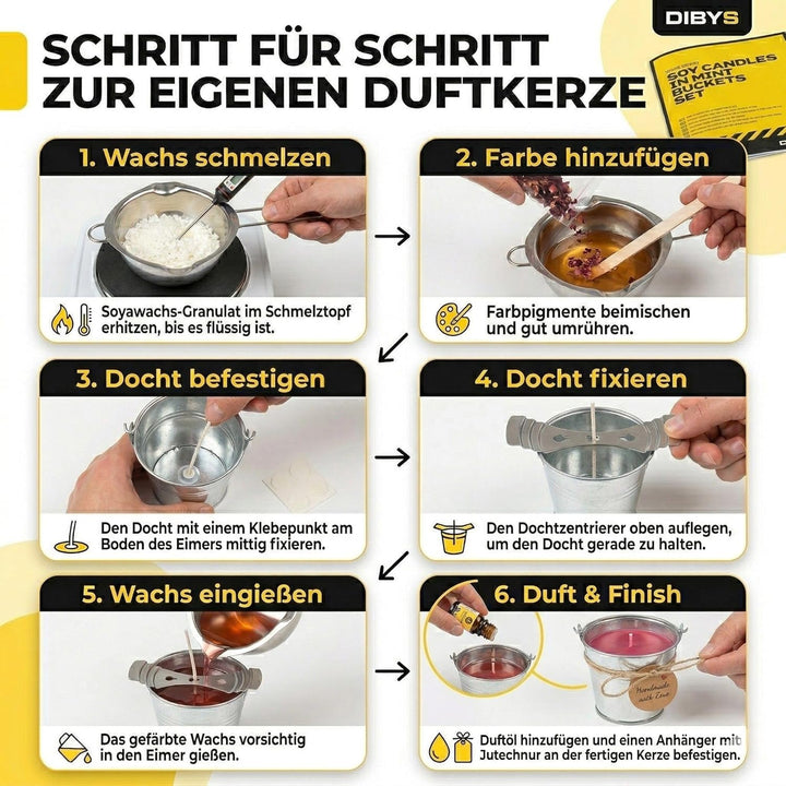 DIBYS Kerzen selber machen Set für Erwachsene | DIY Duftkerzen Set mit Sojawachs | Komplett Set mit