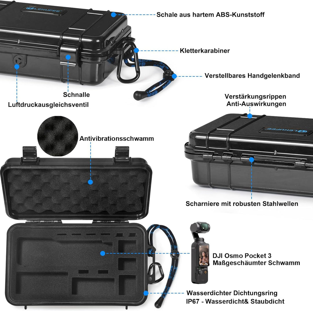 LEKUFEE Reise-Wasserdichter Hartschalenkoffer für DJI Osmo Pocket 3,Creator Combo,Power Expansion Co