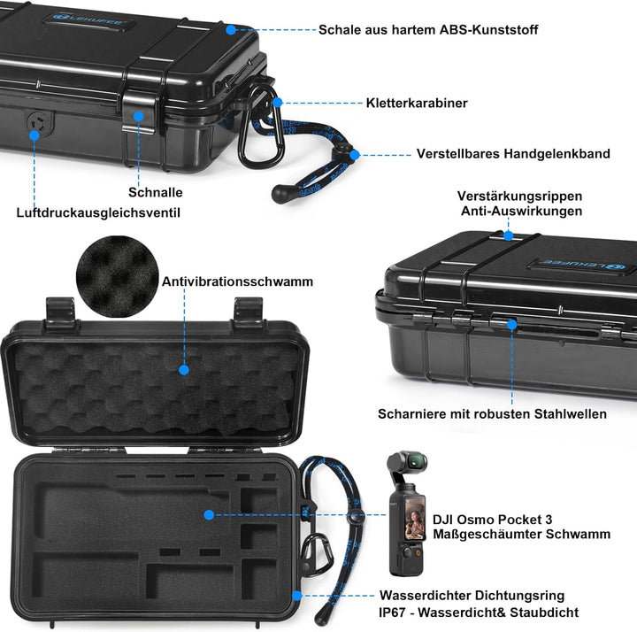 LEKUFEE Reise-Wasserdichter Hartschalenkoffer für DJI Osmo Pocket 3,Creator Combo,Power Expansion Co