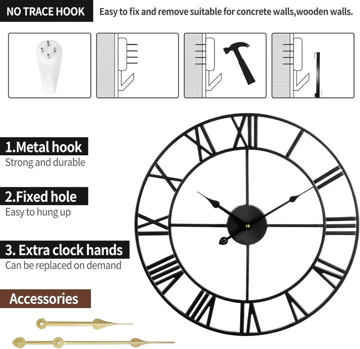 Mee 2ou Wanduhr Modern Nahezu Lautlos Ohne Tickgeräusche -40cm Durchmesser Römische Ziffern Wanduhre