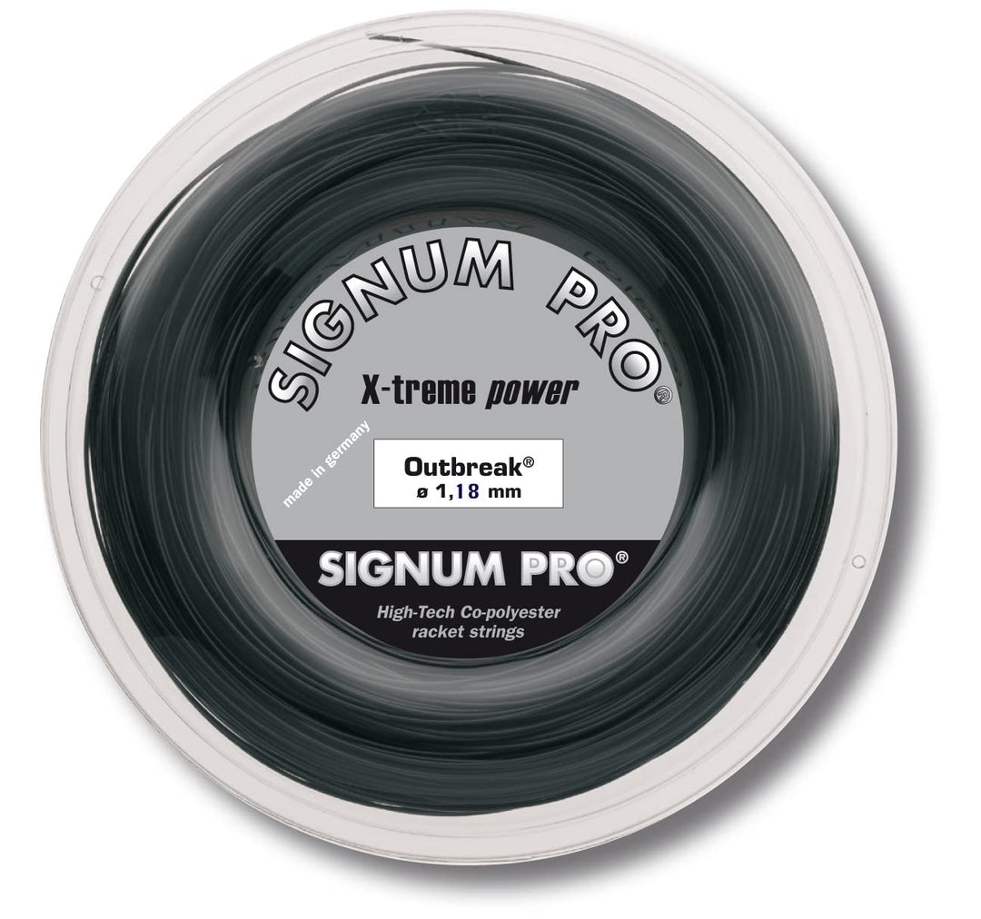 Signum Pro Outbreak Spule-Mensur Tennis Schwarz 1,18 mm x 200 m, 1,18 mm x 200 m