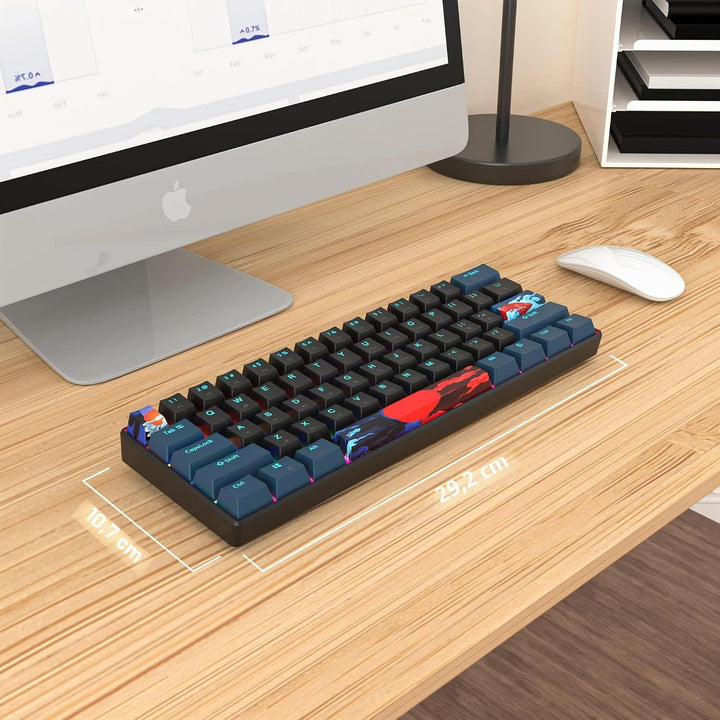SbocKeeb Gaming Tastatur Mechanische, Mini Tastatur 60 Prozent Amerïka QWERTY, 61 Tasten Kabelgebund