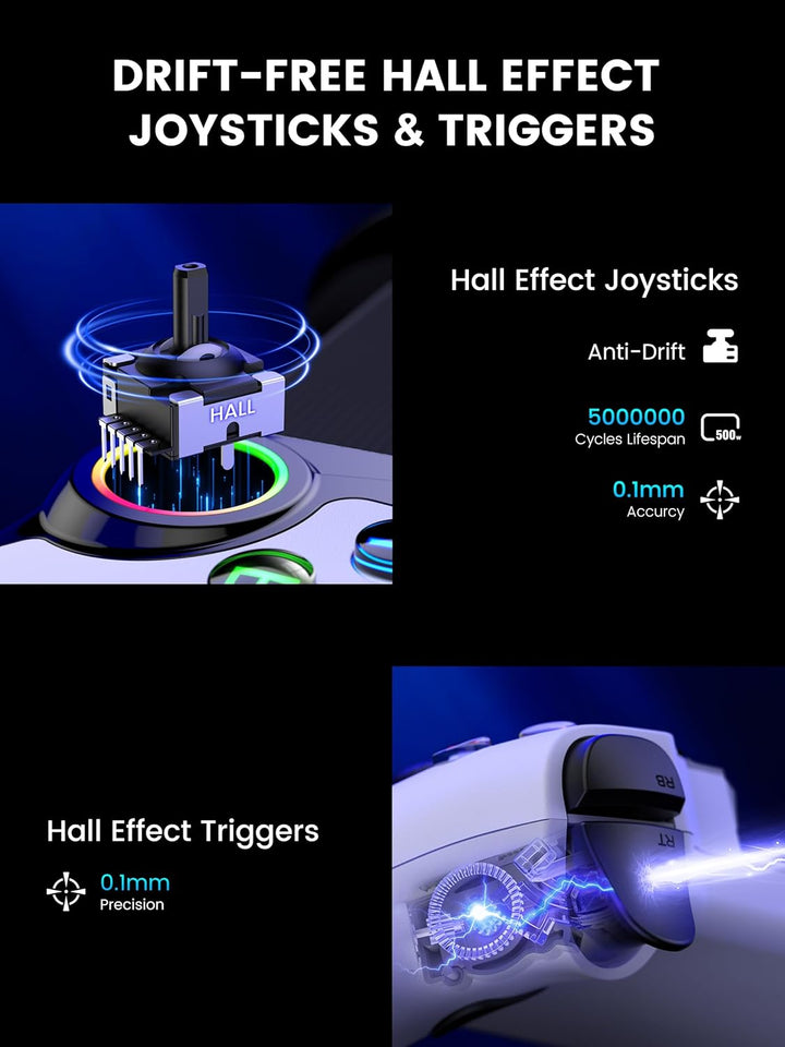 HASACOOL Handy Controller Bluetooth für iPhone/Android mit Hall-Effekt Joysticks/Hall Trigger, 1000m