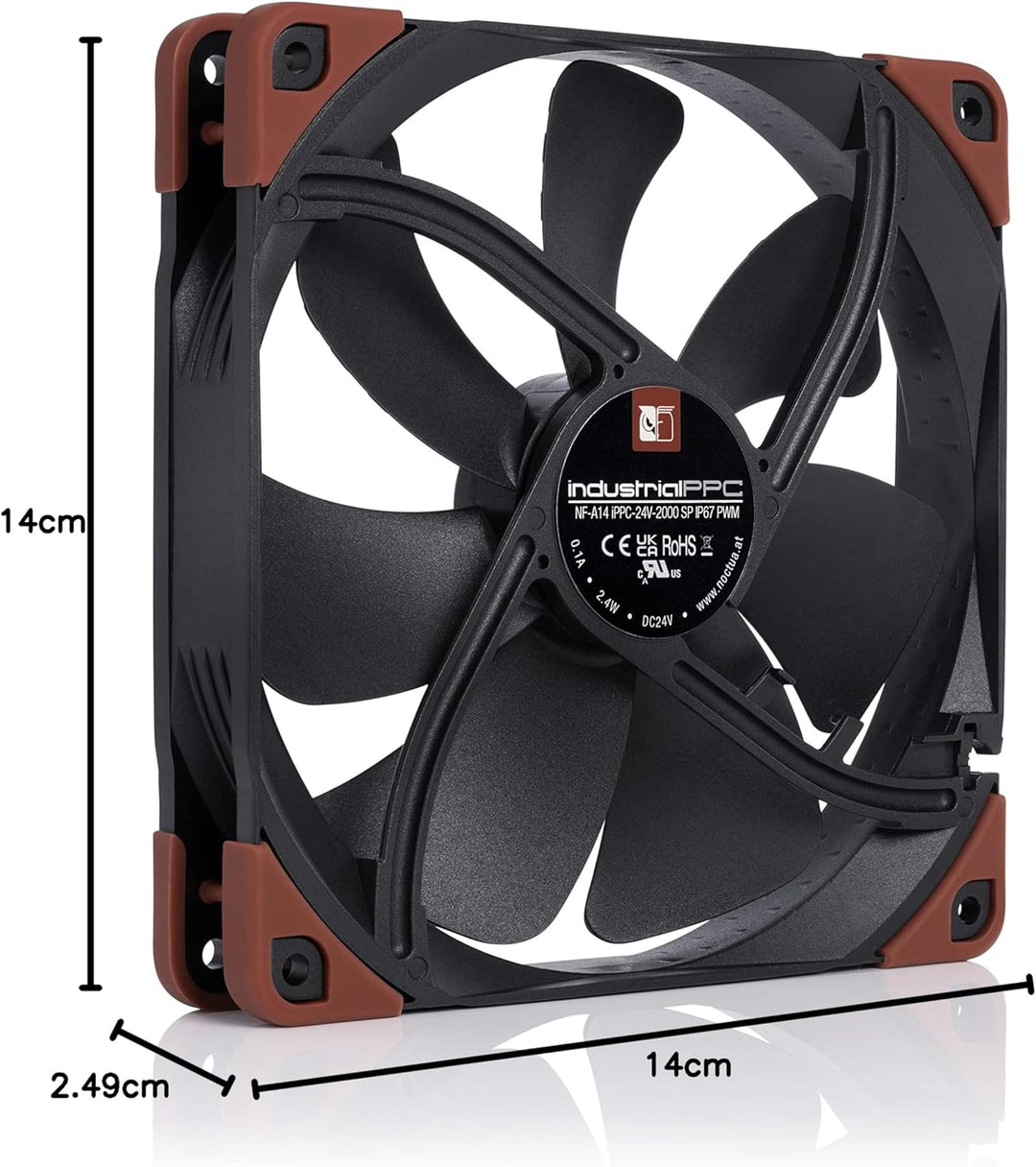 Noctua NF-A14 iPPC-24V-2000 SP IP67 PWM, Industrielüfter, 4-Pin, 2000 RPM, 24V Version (140mm, Schwa