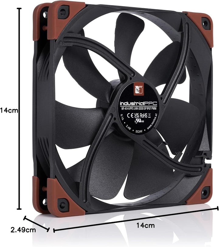 Noctua NF-A14 iPPC-24V-2000 SP IP67 PWM, Industrielüfter, 4-Pin, 2000 RPM, 24V Version (140mm, Schwa