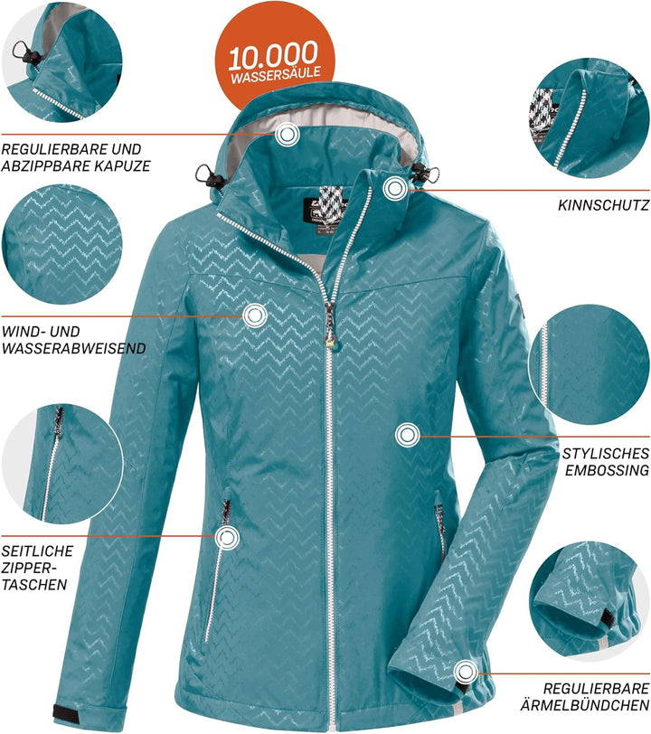 Killtec Damen Kos 176 Wmn Sftshll Jckt Softshelljacke mit abzippbarer Kapuze, aqua