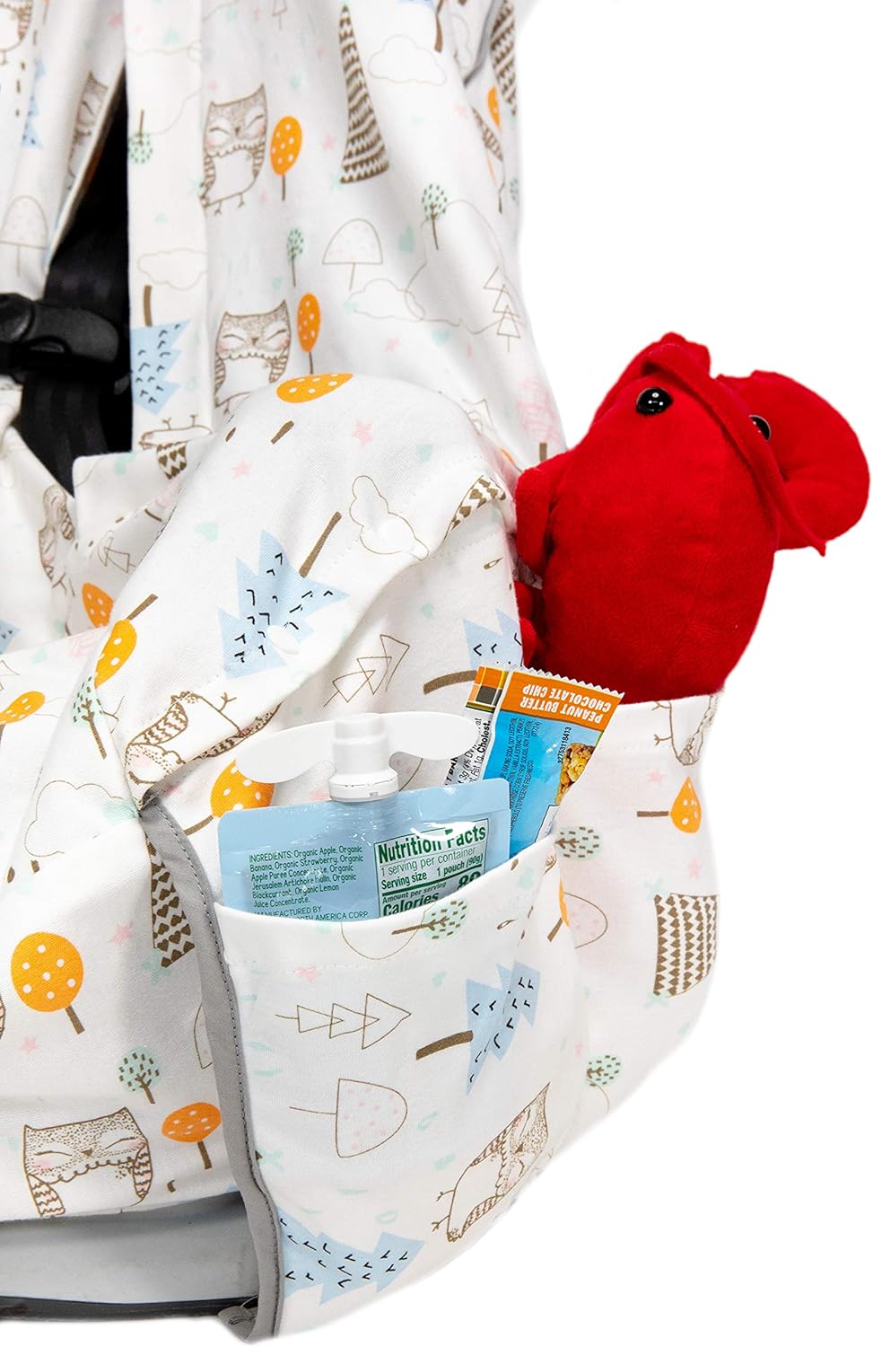 Niko Easy-Wash Children's Car Seat Cover & Liner – 100% Baumwoll-Jersey – Eulencreme/Mehrfarbig – pa