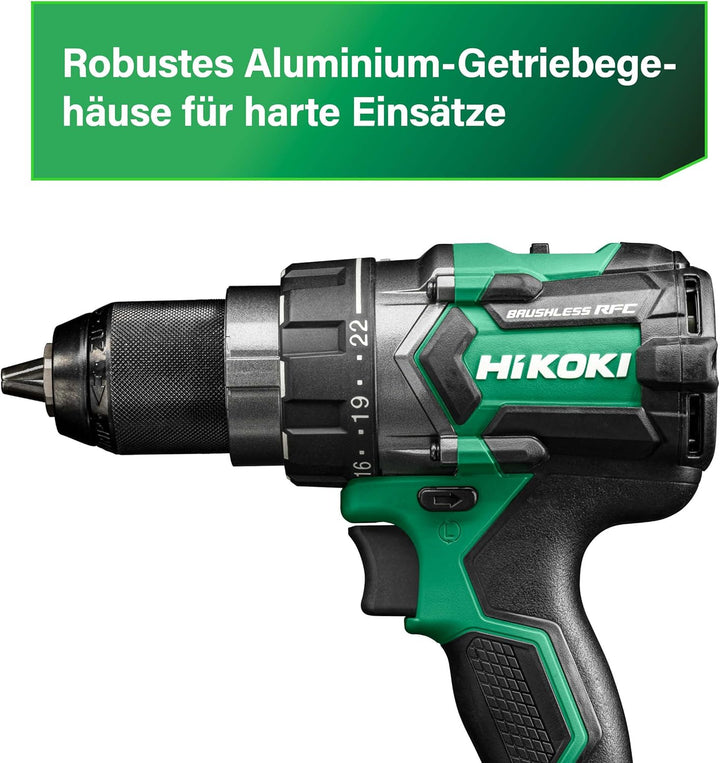 HiKOKI Akku Bohrschrauber DS18DC (18V, Li-Ion, Leerlaufdrehzahl 0-2000 u/min, Max. Festdrehmoment 14