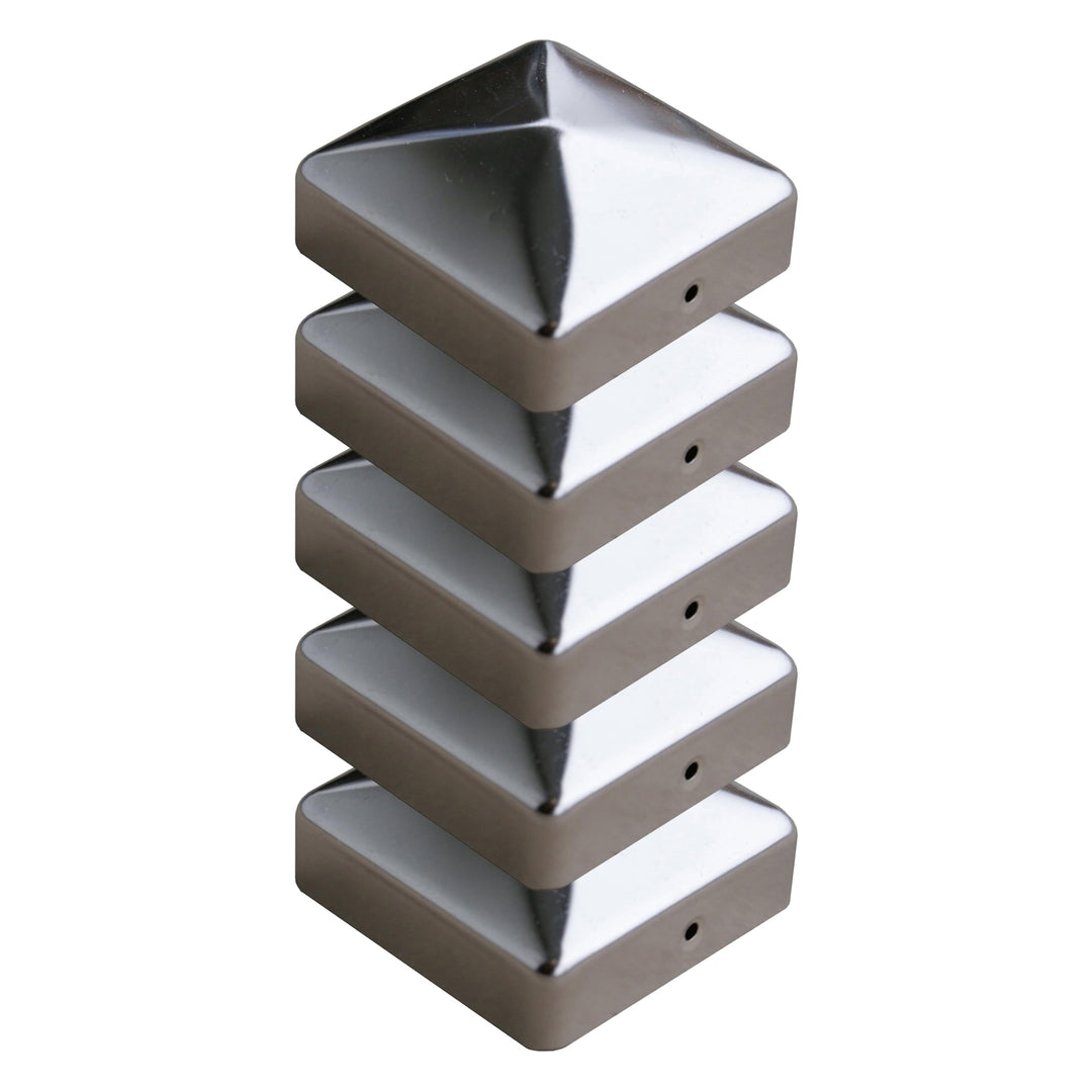 Pfostenkappe Zaunkappe Abdeckkappe Pyramide Edelstahl 71 x 71 mm (5), 5