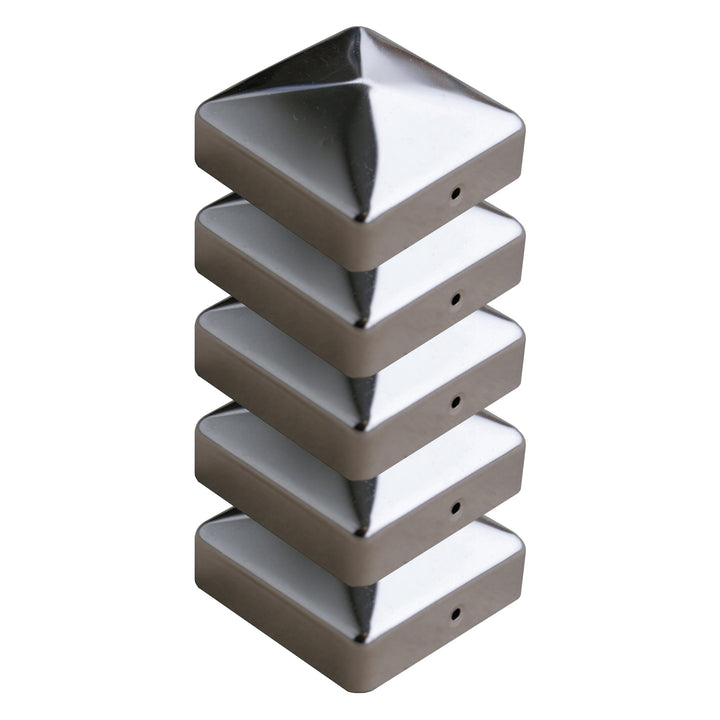 Pfostenkappe Zaunkappe Abdeckkappe Pyramide Edelstahl 71 x 71 mm (5), 5
