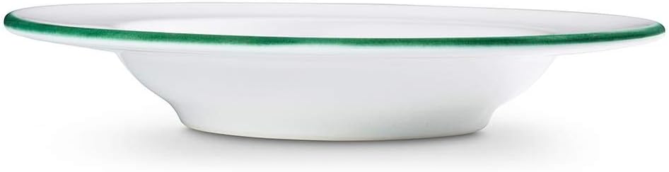 GMUNDNER KERAMIK Suppenteller Gourmet Durchmesser : 24 cm Grüner Rand Geschirr, handgemacht in Öster