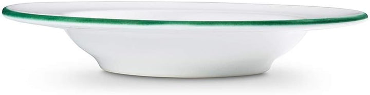 GMUNDNER KERAMIK Suppenteller Gourmet Durchmesser : 24 cm Grüner Rand Geschirr, handgemacht in Öster