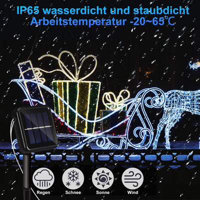 Yakimz Solar LED Lichtschlauch für Aussen, 10m 100 LEDs Lichterschlauch, IP65 LED Lichterkette, 8 Be