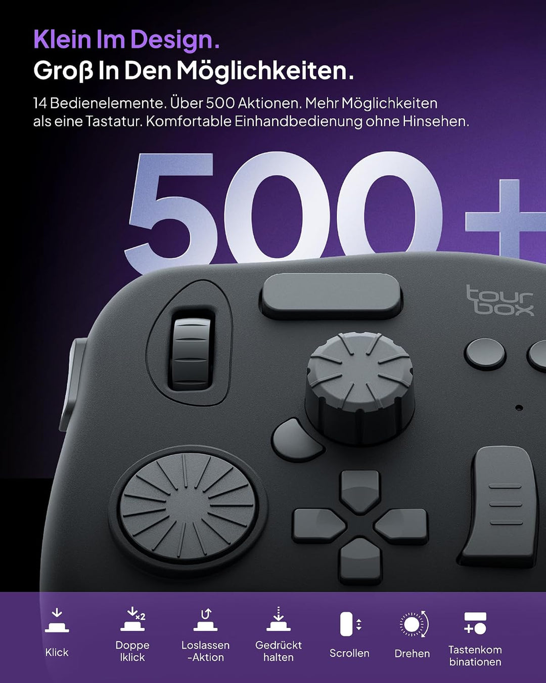 TourBox NEO, Editing Controller für Foto- & Videobearbeitung, Ilustration, Videoschnitt Tastatur, Ma