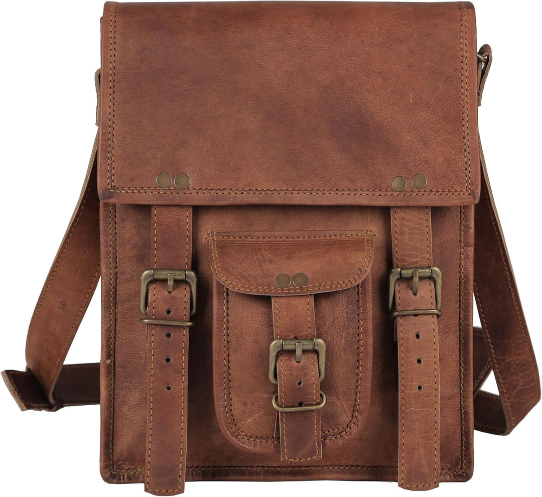 Komal's Passion Leather 27,9 cm (11 Zoll) Satcel iPad Messenger Bag für Damen und Herren Braun, Brau