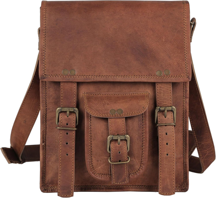 Komal's Passion Leather 27,9 cm (11 Zoll) Satcel iPad Messenger Bag für Damen und Herren Braun, Brau