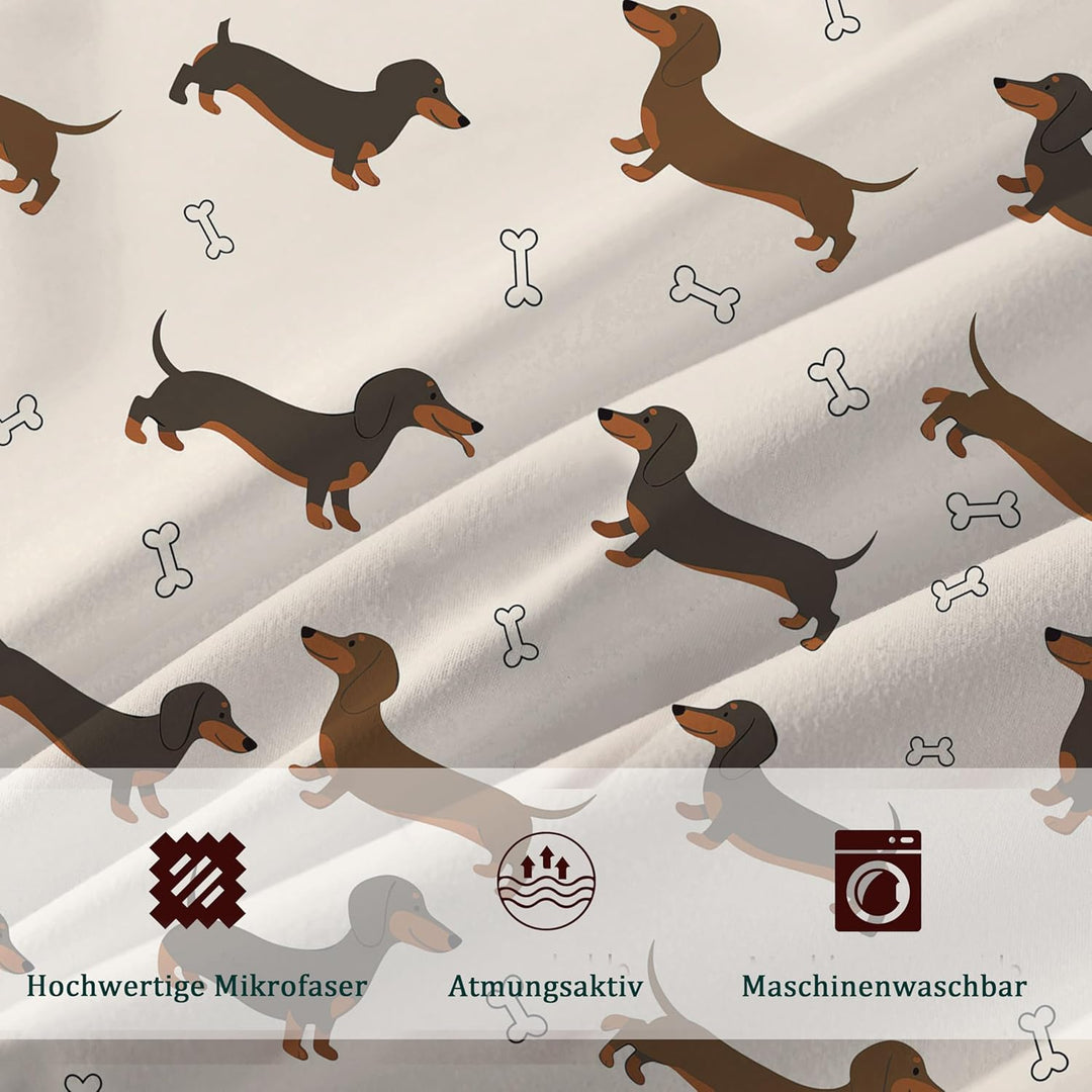 DJDEA Bettwäsche-Sets 135 x 200 cm Dog, Blau Einhorn-Bettwäsche-Set für Einzelbett mit Reissverschlu
