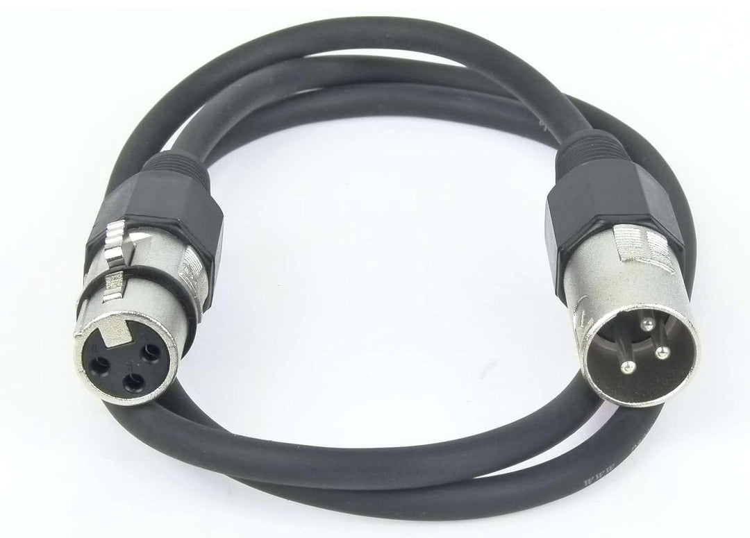 Paccs 4 Stück 1 m Mikrofonkabel Schwarz XLR Stecker male auf XLR Buchse female - Symmetrisch Audio K