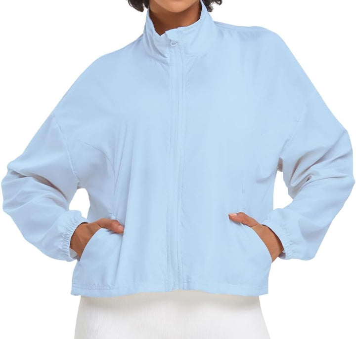 VUTRU Frauen UPF Sonnenschutzjacke Leichtes Workout Laufstreckenjacke Loose Fit Yoga Sportbekleidung