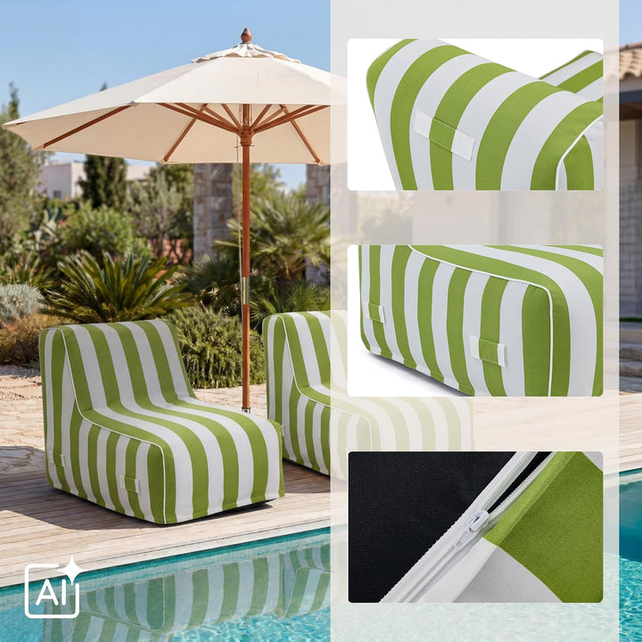 Aufblasbarer Sessel mit Fusspumpe, Luftsofa für Garten, Balkon &amp; Terrasse | Wasserfestes Outdoor Sof
