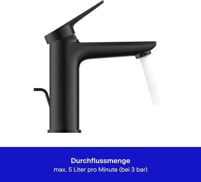 Duravit Wave Waschtischarmatur, Grösse M (Auslauf Höhe 111 mm), Wasserhahn Bad mit Zugstangen-Ablauf