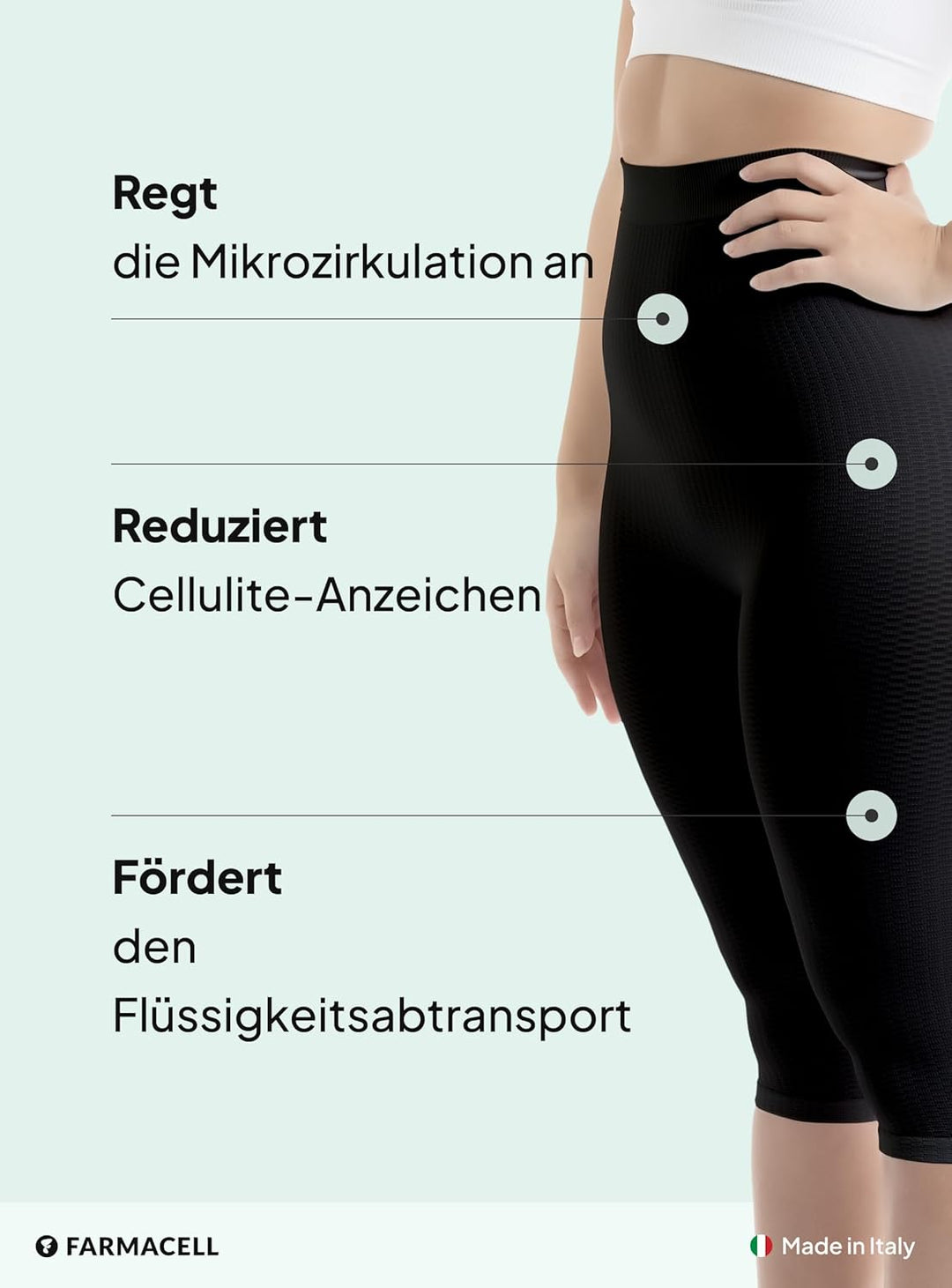 FarmaCell 123 Massierende reduzierende Miederhose Hohe Taille unter dem Knie S-M Schwarz, S-M Schwar