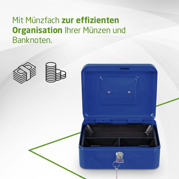 Amig - Sicher | Geldkassette | Safe für Geld, Scheine und Münzen | Mit Münzfach und 2 Schlüsseln | S