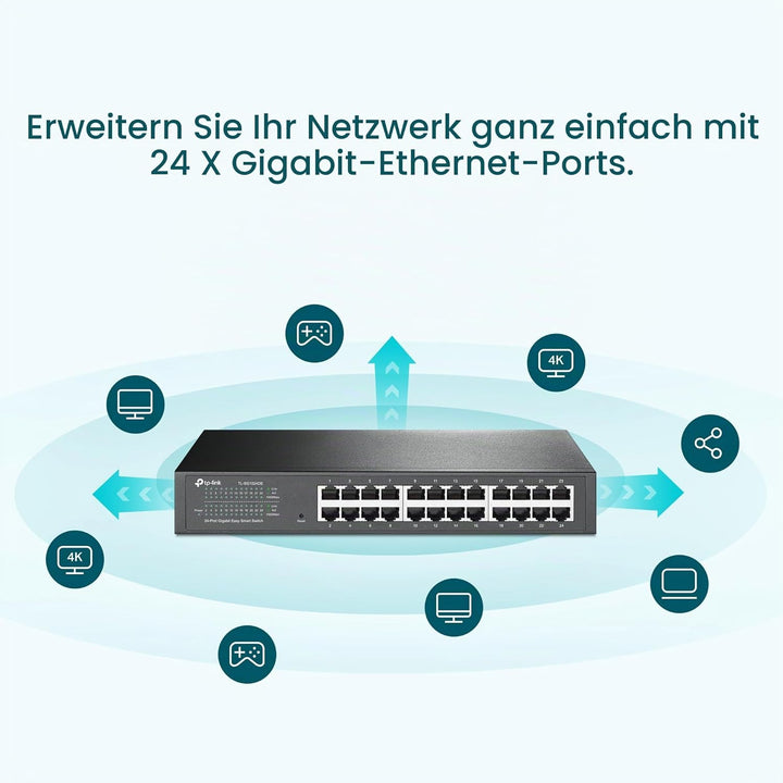 TP-Link TL-SG1024DE 24 Port Gigabit Netzwerk Managed Switch (Rackmount, 24*RJ-45 Ports, Metallgehäus