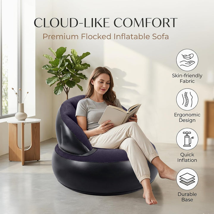 Aufblasbares Sofa Sessel mit Pumpe, Faltbarer Luftsessel für Innen & Aussen, Bequeme Aufblasbare Cou