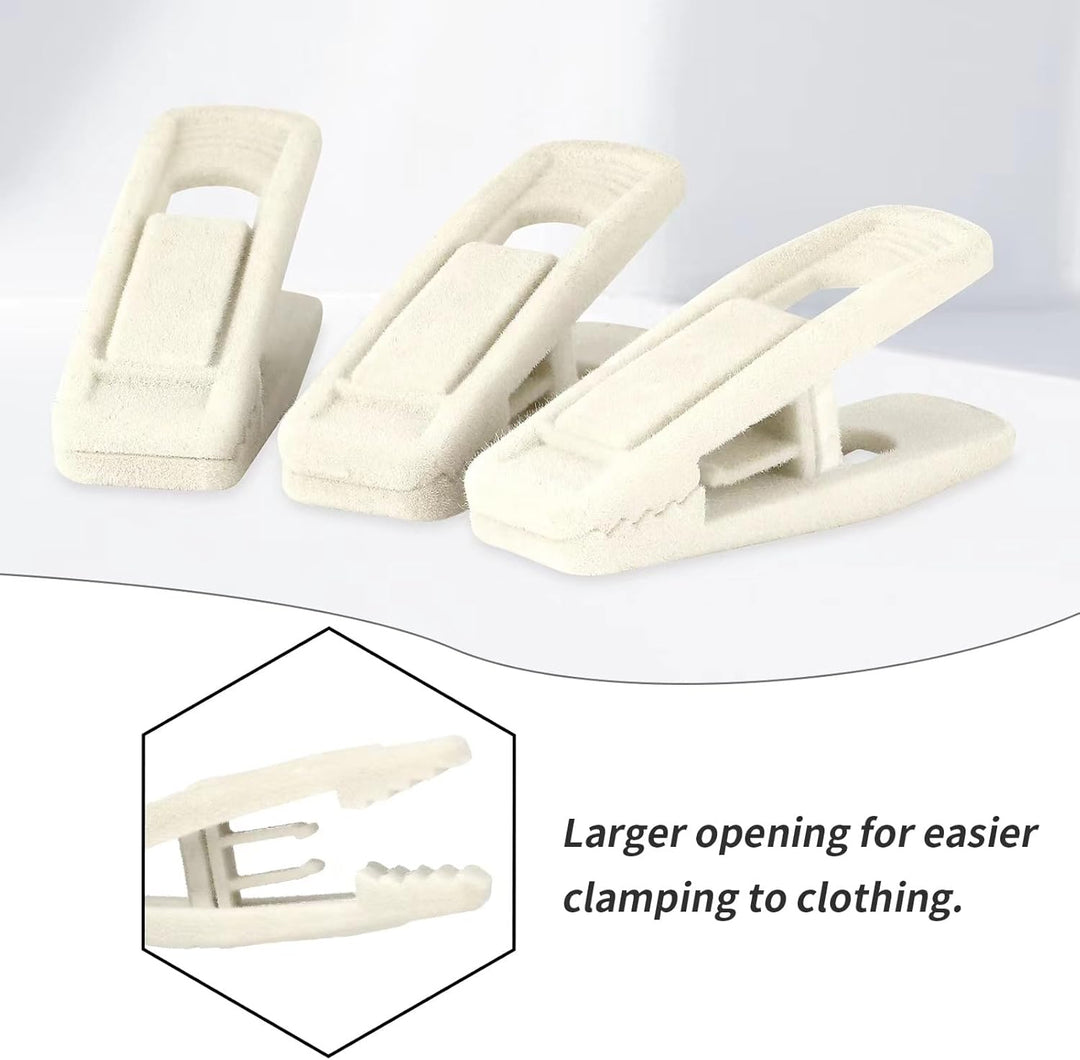 Tinfol Samt-Kleiderbügel-Clips, elfenbeinfarben, Starke Finger-beflockte Clips, Hosenbügel, Clips fü