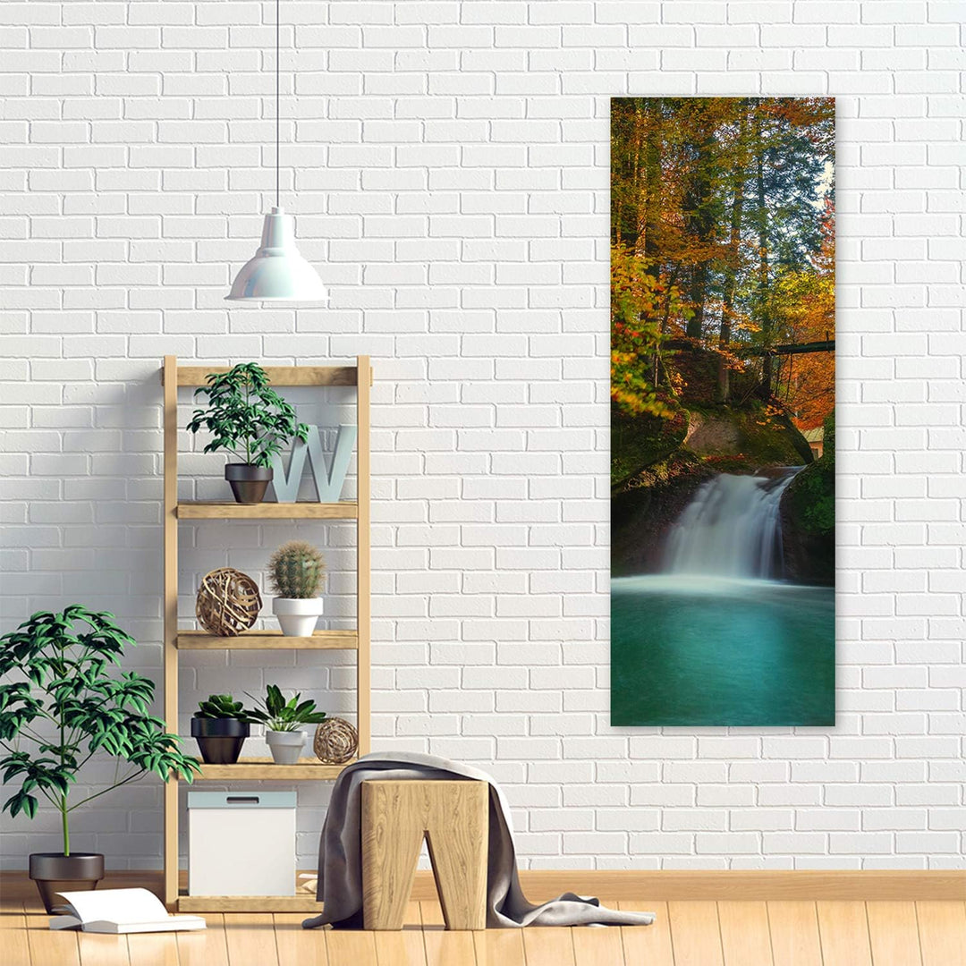 Wandbild XXL Wasserfall Deko Kunst Bilder Wald mehrfarbig 60x150 cm M14613 60x150 cm, M14613 60x150