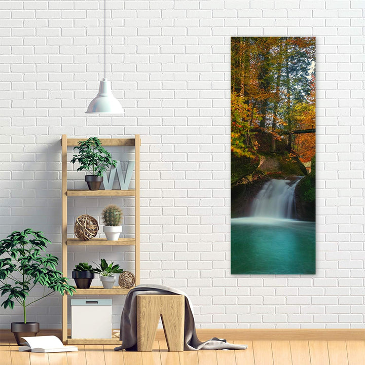 Wandbild XXL Wasserfall Deko Kunst Bilder Wald mehrfarbig 60x150 cm M14613 60x150 cm, M14613 60x150