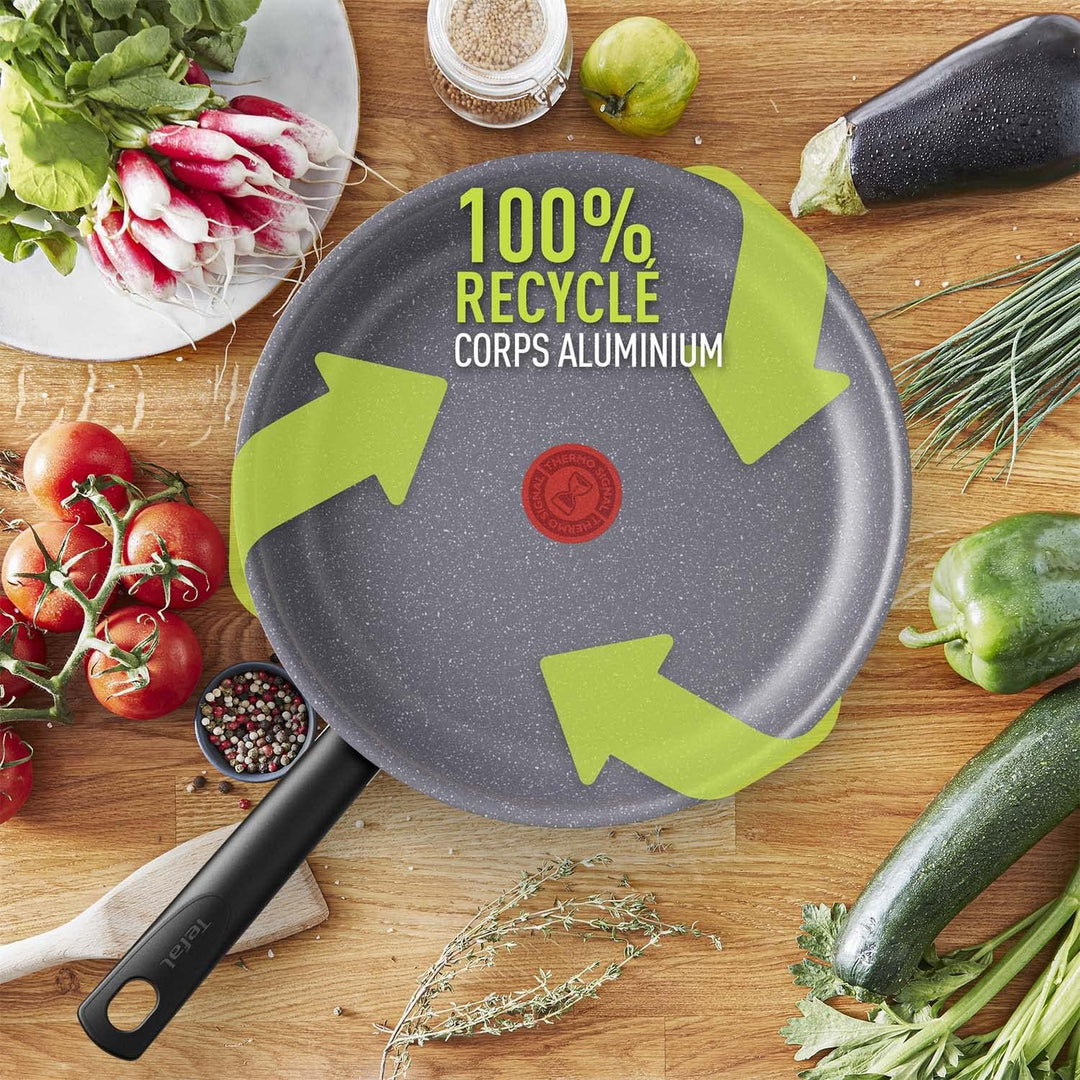 Tefal Natural On Induction G2801902 Grillpfanne, antihaftbeschichtet, 26 cm, Dunkelgrau