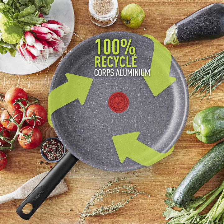 Tefal Natural On Induction G2801902 Grillpfanne, antihaftbeschichtet, 26 cm, Dunkelgrau