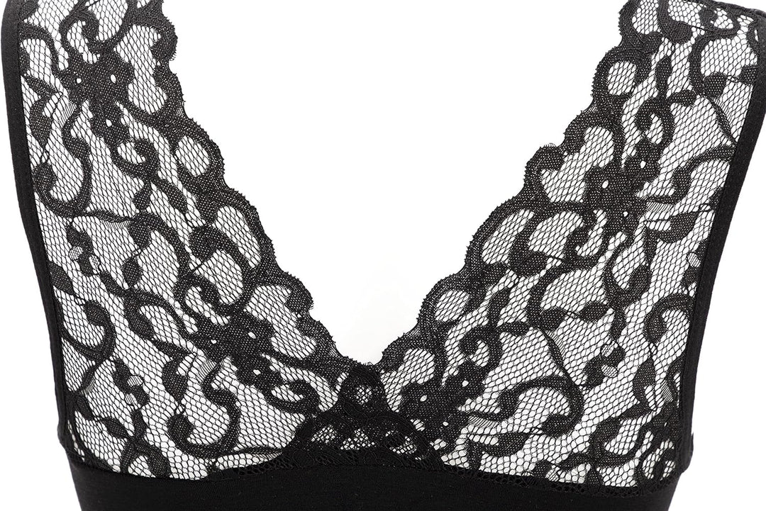 UnsichtBra Spitzen Bustier Damen BH ohne Buegel | 3er Set Wohlfühl Bustiers Tops mit feiner Spitze |