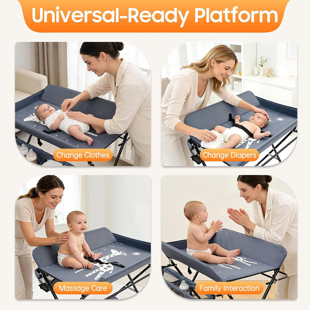 Wickeltisch Klappbar Mobil, Höhenverstellbare Wickelkommode Belastung 25 Kg, Baby Wickelkombi Mit Si