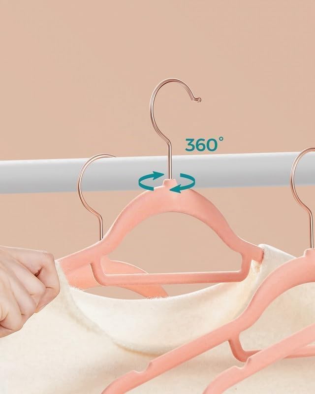 SONGMICS Kleiderbügel Samt, 30er Set, Bügel, rutschfest, kleine Stange für Krawatten, 360° drehbarer