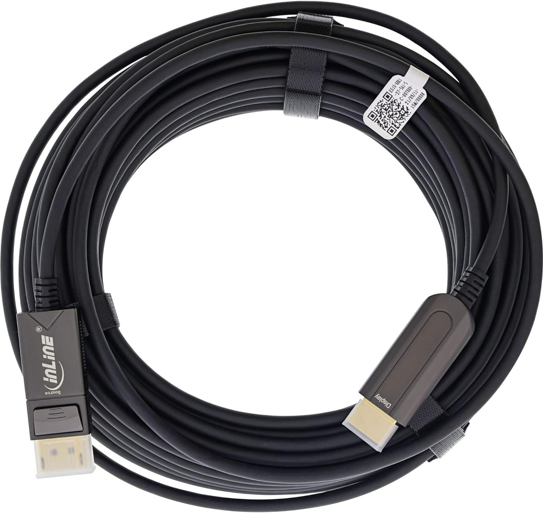 InLine® DisplayPort zu HDMI AOC Konverter Kabel, 4K/60Hz, schwarz, 10m, 10m