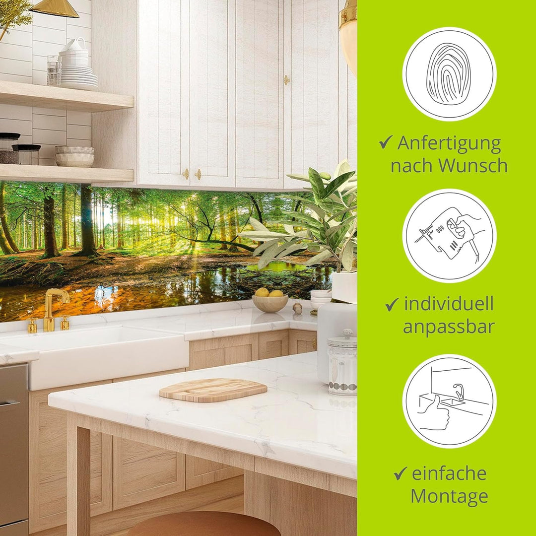 ARTland Spritzschutz Küchenrückwand aus Alu für Küche Herd Spüle 60x50 cm (BxH) mit Motiv Natur Land