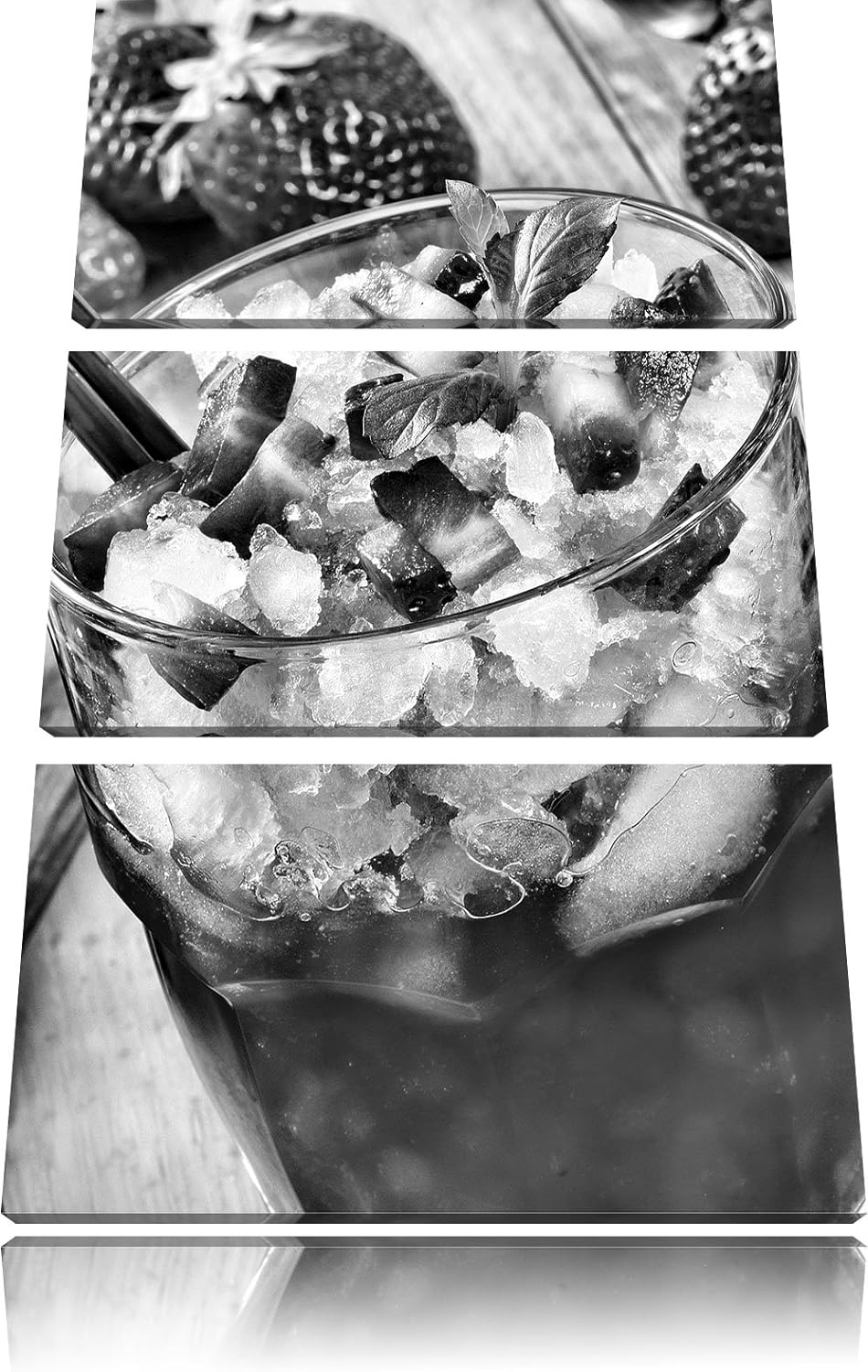 Pixxprint Leckerer Erdbeercocktail als Leinwandbild/Grösse: 3 Teilig (120x80) cm/Wandbild/Kunstdruck