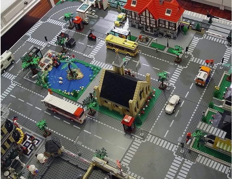 LEAFYIP 12 Platten Set Stadt Strassen Grundplatte, 25.5 * 25.5cm Städte Strassenplatten 100% Kompati