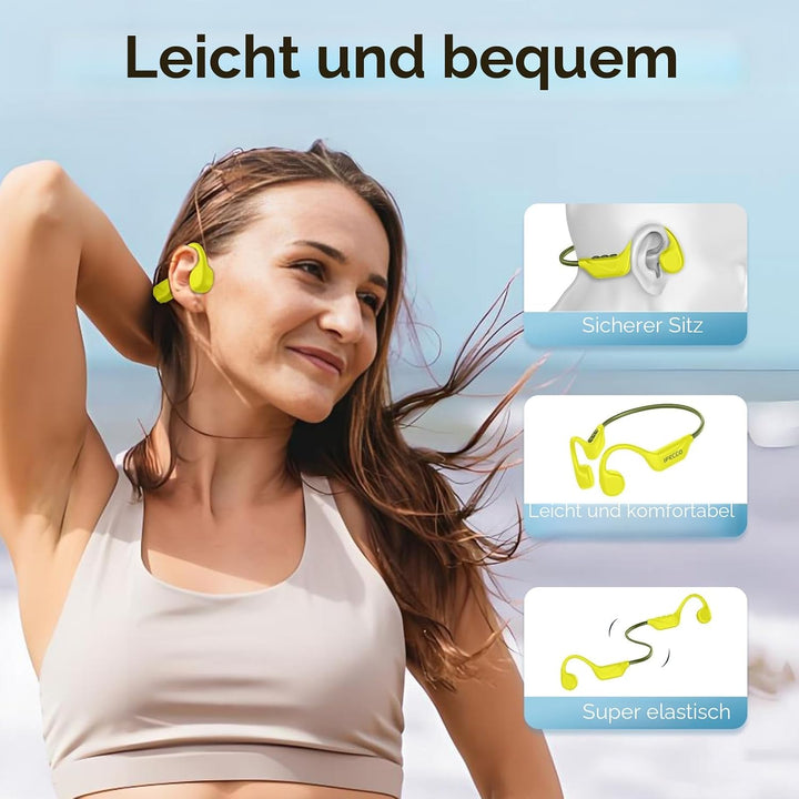 IFECCO Knochenschall Kopfhörer Bluetooth 6.2 - Open Ear Kopfhörer Kabellos,IPX5 wasserdichte Knochen